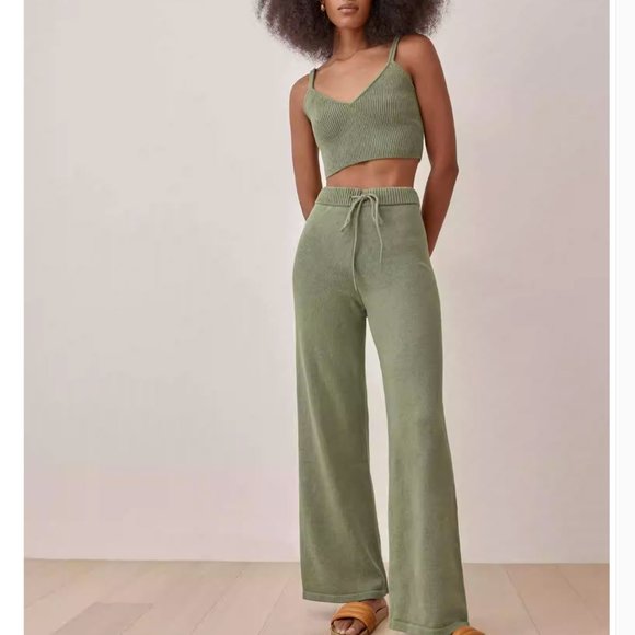 Reformation Lita Cropped Tank & Pant Nicola Pant Set - Artichoke - Picture 2 of 6